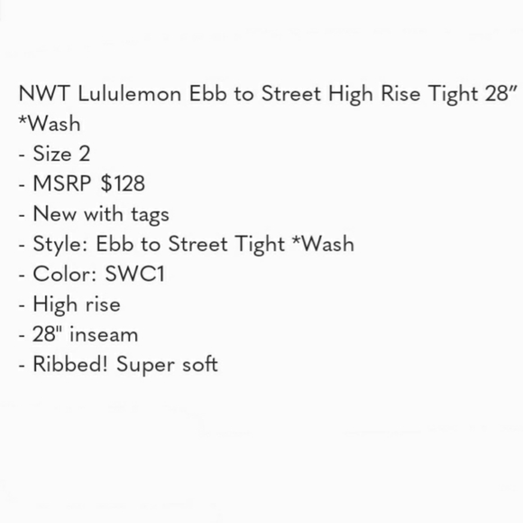 LULULEMON Ebb To Street Tight Wash Legging Size 2 - Picture 11 of 11
